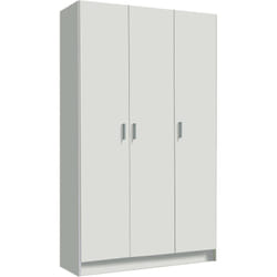 Dmora - Armadio multiuso grande Ranuncolo, Guardaroba ausiliario a 3 ante, Scarpiera con ripiani, Mobile porta scope, 109x37h180 cm, Bianco