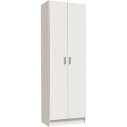 Dmora - Armadio multiuso 2 ante Altiplano, Mobile ausiliario, Guardaroba porta scarpe moderno, Scarpiera verticale, 59x37h180 cm, Bianco