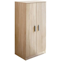 Armadio multiuso 2 ante Akimera, Mobile ausiliario, Mobile basso porta scarpe con 6 ripiani, Scarpiera moderna, 55x36h108 cm, Rovere - Dmora
