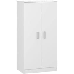 Armadio multiuso 2 ante Akimera, Mobile ausiliario, Mobile basso porta scarpe con 6 ripiani, Scarpiera moderna, 55x36h108 cm, Bianco - Dmora