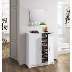 Armadio multiuso Arful, Armadio portascarpe a 2 ante, Mobile basso con 6 ripiani, Scarpiera bassa moderna, cm 75x36h101, Bian ...