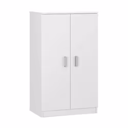 Armadio multiuso Arful, Armadio portascarpe a 2 ante, Mobile basso con 6 ripiani, Scarpiera bassa moderna, cm 75x36h101, Bianco