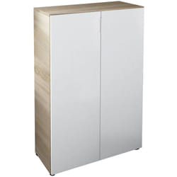 Armadio multiuso 2 ante Athenodora, Mobile ausiliario, Guardaroba basso porta scarpe con 6 ripiani, Scarpiera bassa, 70x36h103 cm, Rovere e Bianco