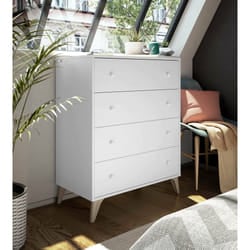 Cassettiera Aquilea, Settimanale a 4 cassetti, Mobile ComÃ² per camera da letto, ComÃ² moderno, cm 78x40h95, Bianco