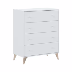 Cassettiera Aquilea, Settimanale a 4 cassetti, Mobile ComÃ² per camera da letto, ComÃ² moderno, cm 78x40h95, Bianco