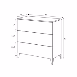 Cassettiera Acetate, Settimanale a 3 cassetti, Mobile ComÃ² per camera da letto, ComÃ² moderno, cm 80x40h80, Bianco
