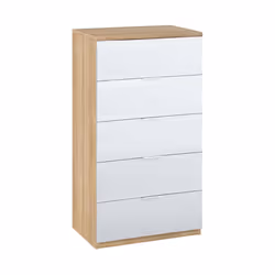 Cassettiera Armenia, Settimanale a 5 cassetti, Mobile ComÃ² per camera da letto, Settimanale moderno, cm 60x40h110, Rovere e Bianco