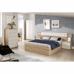 Cassettiera Armenia, Settimanale a 5 cassetti, Mobile ComÃ² per camera da letto, Settimanale moderno, cm 60x40h110, Rovere e Bianco - Vista aggiuntiva 4