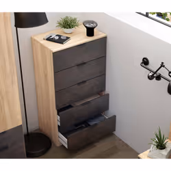 Cassettiera Armenia, Settimanale a 5 cassetti, Mobile ComÃ² per camera da letto, Settimanale moderno, cm 60x40h110, Rovere e  ...