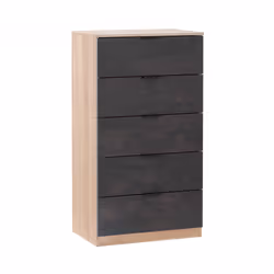Cassettiera Armenia, Settimanale a 5 cassetti, Mobile ComÃ² per camera da letto, Settimanale moderno, cm 60x40h110, Rovere e Antracite - Vista aggiuntiva 4