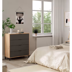 Cassettiera Alfana, Settimanale a 4 cassetti, Mobile ComÃ² per camera da letto, ComÃ² moderno, cm 76x40h94, Rovere nodi e Ant ...