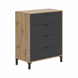 Cassettiera Alfana, Settimanale a 4 cassetti, Mobile ComÃ² per camera da letto, ComÃ² moderno, cm 76x40h94, Rovere nodi e Antracite