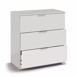 Cassettiera Rea, Settimanale moderna a 3 cassetti, Mobile ComÃ² basso per camera da letto, Mobile Settimanale, cm 77x38h80, Bianco - Vista aggiuntiva 4