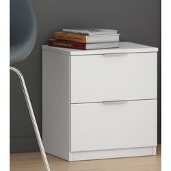 Comodino Artiglio, Comodino moderno a 2 cassetti, Tavolino da notte, ComÃ² basso per camera da letto, cm 38x34h45, Bianco