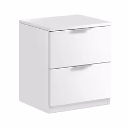 Comodino Artiglio, Comodino moderno a 2 cassetti, Tavolino da notte, ComÃ² basso per camera da letto, cm 38x34h45, Bianco