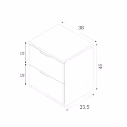 Comodino Artiglio, Comodino moderno a 2 cassetti, Tavolino da notte, ComÃ² basso per camera da letto, cm 38x34h45, Bianco