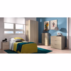 Comodino Artiglio, Comodino moderno a 2 cassetti, Tavolino da notte, ComÃ² basso per camera da letto, cm 38x34h45, Rovere - Vista aggiuntiva 4
