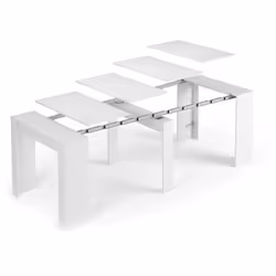 CONSOLLE ALLUNGABILE - Tavolo da pranzo allungabile, Ripiano con allunghe estensibile fino a 10 posti, 51/237x90h78 cm, Bianc ...