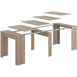 Consolle allungabile Abicitren, Tavolo da pranzo allungabile, Ripiano con allunghe multiuso estensibile fino a 10 posti, 51/237x90h78 cm, Rovere