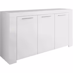 CREDENZA - Buffet da soggiorno, Mobile porta TV, Madia per salotto, Armadio moderno a 3 ante, 144x42h80 cm, Bianco. STRUTTURA ...