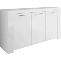 Credenza Amaculi, Buffet da soggiorno, Mobile porta tv, Madia per salotto, Armadio moderno a 3 ante, 144x42h80 cm, Bianco - Dmora
