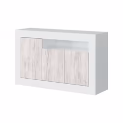 Credenza Ilizia, Madia moderna a 3 ante, Buffet da soggiorno porta TV, cm 144x42h87, Bianco - Vista aggiuntiva 2