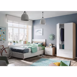 Guardaroba Appadu, Armadio per camera da letto a 2 ante e 2 cassetti, Mobile con barra appendiabiti, cm 82x52h180, Bianco e R ...