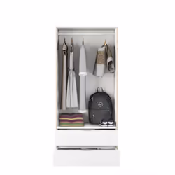 Guardaroba Appadu, Armadio per camera da letto a 2 ante e 2 cassetti, Mobile con barra appendiabiti, cm 82x52h180, Bianco e Rovere - Vista aggiuntiva 4