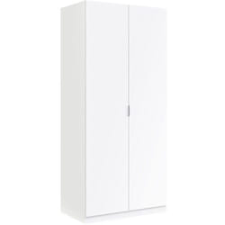 Guardaroba 2 ante Avik, Armadio per camera da letto, Mobile per camera da letto con 1 ripiano e barra appendiabiti, 82x52h180 cm, Bianco - Dmora