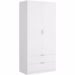 GUARDAROBA 2 ANTE - Mobile appendiabiti per camera da letto, Armadio multiuso 2 cassetti, 81x52h184 cm, Bianco.STRUTTURA E UT ...
