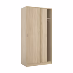 Guardaroba Alt, Armadio per camera da letto a 2 ante scorrevoli, Mobile con ripiano e barra appendiabiti, cm 100x50h200, Rovere