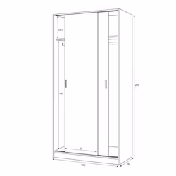 Guardaroba Alt, Armadio per camera da letto a 2 ante scorrevoli, Mobile con ripiano e barra appendiabiti, cm 100x50h200, Rovere