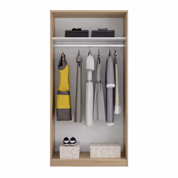 Guardaroba Alt, Armadio per camera da letto a 2 ante scorrevoli, Mobile con ripiano e barra appendiabiti, cm 100x50h200, Rovere - Vista aggiuntiva 4