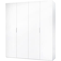 Guardaroba grande Aram, Armadio per camera da letto a 4 ante battenti, Mobile con 2 ripiani e barra appendiabiti, 180x52h200 cm, Bianco - Dmora