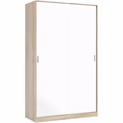 GUARDAROBA 2 ANTE - Armadio per camera da letto, Mobile con 4 ripiani e barra appendiabiti, 120x50h200 cm, Rovere e Bianco.ST ...