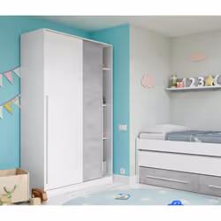 Guardaroba Aristode, Armadio per camera da letto a 2 ante scorrevoli, Mobile con barra appendiabiti e 3 ripiani, cm 120x50h20 ...