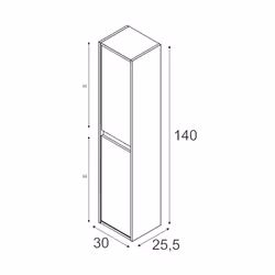 Colonna Bagno Aladin, Mobile a colonna per bagno a 2 ante, Armadio pensile sospeso, Mobiletto multiuso moderno, cm 30x26h140, Quercia