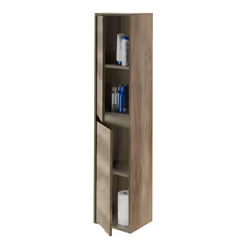 Colonna Bagno Aladin, Mobile a colonna per bagno a 2 ante, Armadio pensile sospeso, Mobiletto multiuso moderno, cm 30x26h140, Quercia - Vista aggiuntiva 4