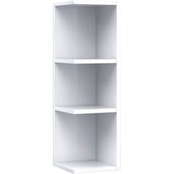 Dmora - Mobile pensile Alinka, Mobile colonna sospeso per bagno, Armadietto ad angolo con 3 ripiani aperti, 20x20h65 cm, Bianco