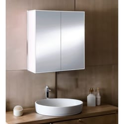 Mobile Pensile Bagno Andaluso, Mobile colonna per bagno, Armadietto sospeso, colore Bianco lucido, cm 60x21h65 - 2 ante