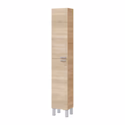 Colonna Bagno Ark, Mobile a colonna per bagno a 2 ante, Armadio pensile sospeso con 2 ripiani, cm 30x25h182, Rovere