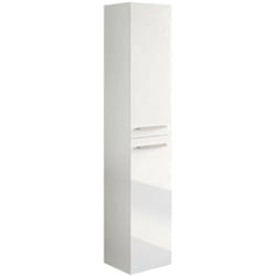 Mobile colonna Notte, Mobile per bagno a 2 ante, Armadio pensile sospeso con 2 ripiani, 30x25h150 cm, Bianco lucido - Dmora