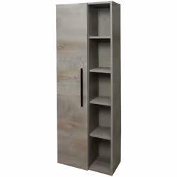 MOBILE COLONNA - Mobile per bagno a 1 anta, Armadio pensile sospeso con 5 ripiani, 51x25h135 cm, Rovere.STRUTTURA E UTILIZZO ...