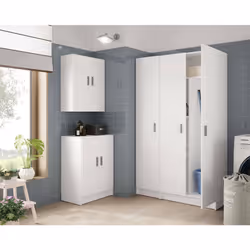 Mobile pensile Mors, Armadio ausiliare a 2 ante, Armadietto multiuso da bagno o lavanderia, cm 59x27h60, Bianco