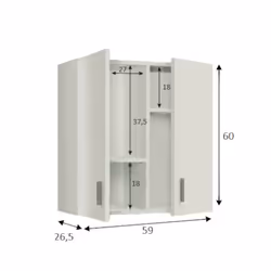 Mobile pensile Mors, Armadio ausiliare a 2 ante, Armadietto multiuso da bagno o lavanderia, cm 59x27h60, Bianco