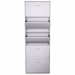 SCARPIERA - Armadio portascarpe a 5 ante a ribalta, Scarpiera alta da ingresso, Scarpiera moderna, 70x17h180 cm, Bianco lucid ...