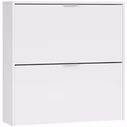 SCARPIERA - Armadio portascarpe a 2 ante a ribalta, Scarpiera bassa da ingresso, Mobile basso, 75x22h76 cm, Bianco. STRUTTURA ...