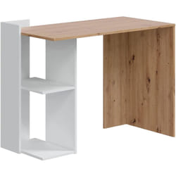 Dmora - Scrivania Ablibla, Scrittoio multifunzione reversibile multiposizione, Tavolo da studio o ufficio porta pc con scaffale e ripiani, 100x52h78