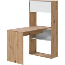 Dmora - Scrivania Apogee, Scrittoio multifunzione reversibile ad angolo con libreria, Tavolo da studio o ufficio multiposizione, 108x70h140 cm,