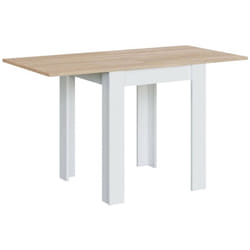 Tavolo allungabile Aratro, Ripiano da pranzo pieghevole apertura a libro, Tavolo ausiliario richiudibile, 67x67/135h79 cm, Bianco e Rovere - Dmora